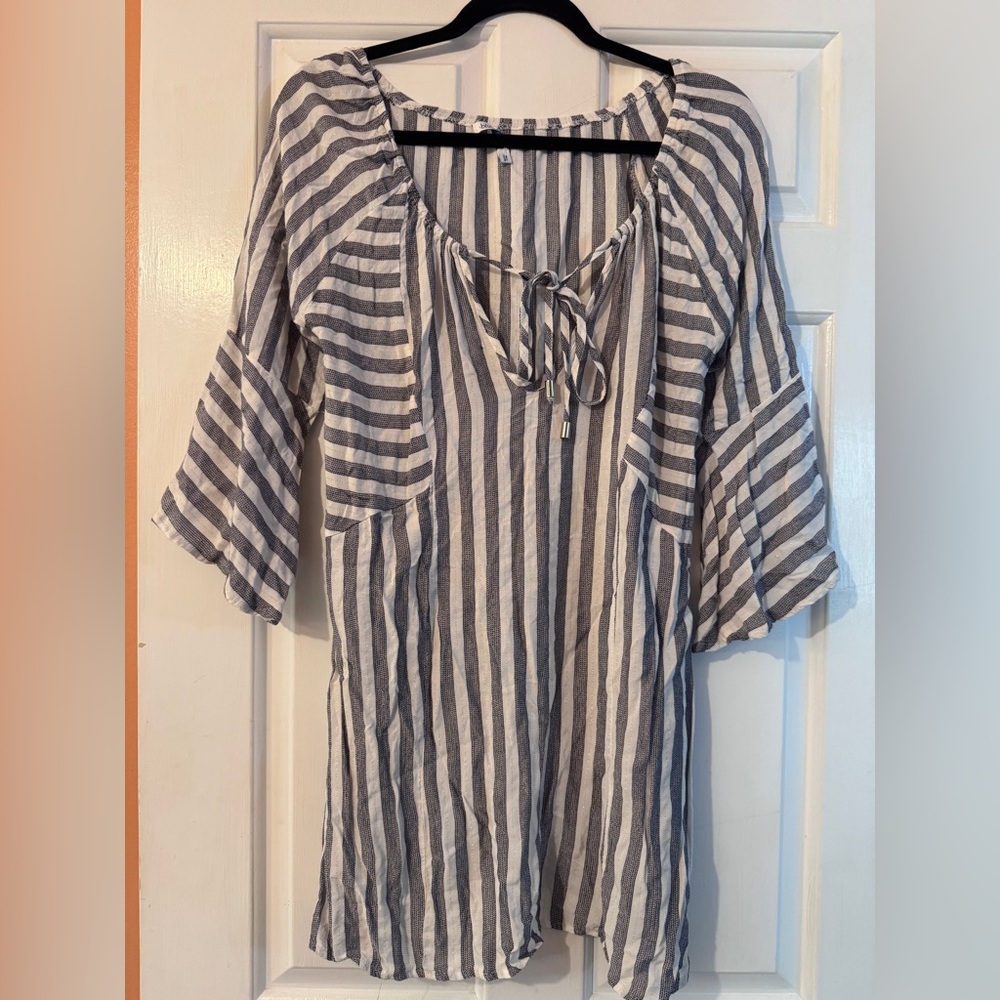 Blue Island Resort Swim Cover-Up Tunic / Beach Coverup Flare Sleeves Size Small